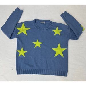 Theo & Spence Star Sweater Blue Yellow Showgirl Stars Women's Size XS